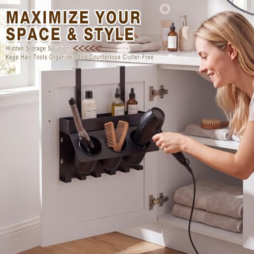 Hair Tool Organizer Wall Mount Hair Dryer Holder for Cabinet Door - Image 6