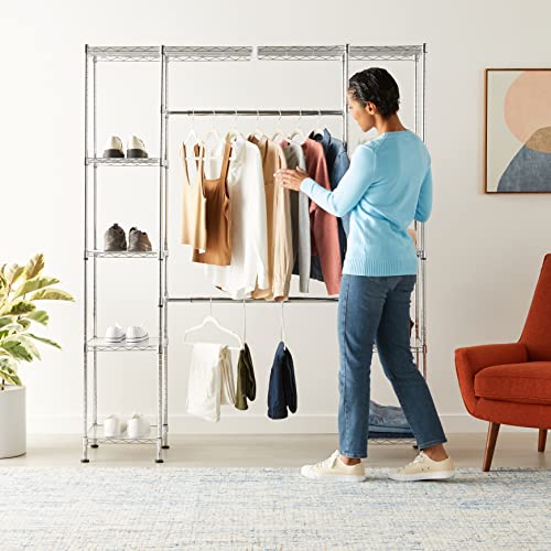 Amazon Basics Expandable Adjustable Metal Closet Organizer with - Image 3