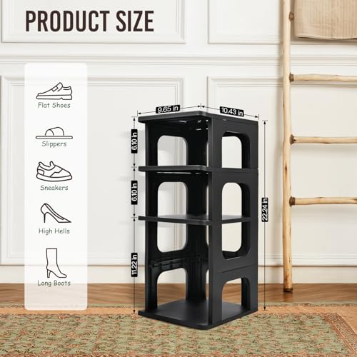 4-Tier Shoe Rack, Narrow Stackable Organizer, Black - Image 4