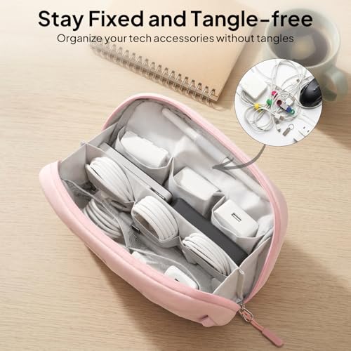 TOPEAST Quilted Cable Organizer Bag, Soft Tech Pouch & - Image 4