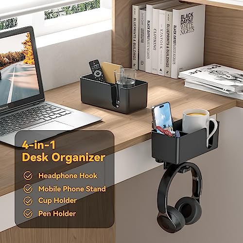 KDD 4 in 1 Desk Cup Holder - Clamp on Under Desk Headphone - Image 3