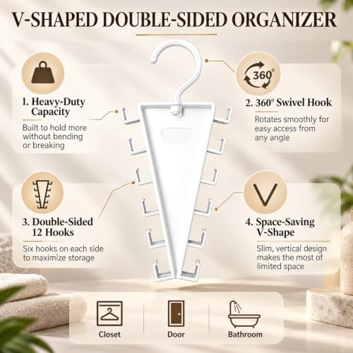 3Pcs V-Shaped Hanger Organizer, 12 Hooks Rotating Closet Hangers - Image 3