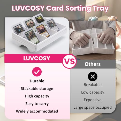 LUVCOSY 8 Pcs 6-cell Stackable Card Sorting Tray, Durable - Image 4