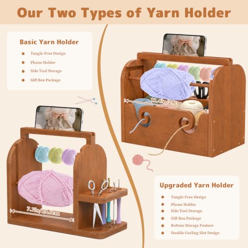 Upgraded Yarn Holder for Crocheting, Bamboo Yarn Holder (Brown) - Image 4