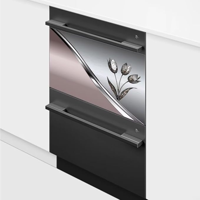 Generic Metal Flower Magnet Dishwasher Cover,Floral Metal Texture Decal for Dishwasher Front Door,Pink Polishing Steel Kitchen Dishwsher Magnetic Sticker 23'' W x 17'' H, Rimyy111-3
