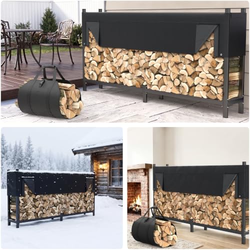 TORACK Heavy Duty 96 in/8 ft Firewood Rack with 600D Cover - Image 4