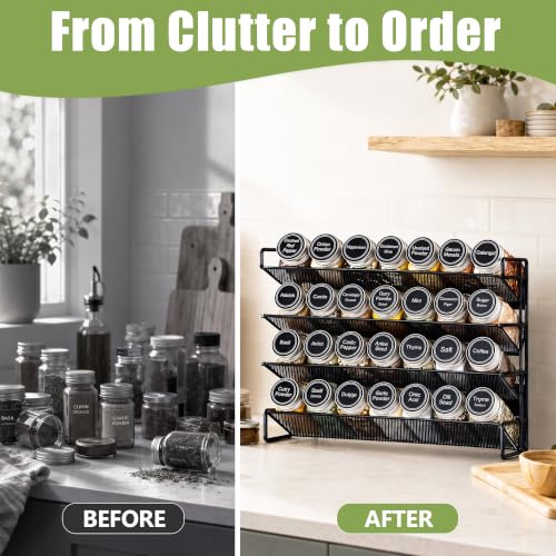 Spice Rack Organizer for Cabinet with 28 Spice Jars, 386 Labels - Image 5