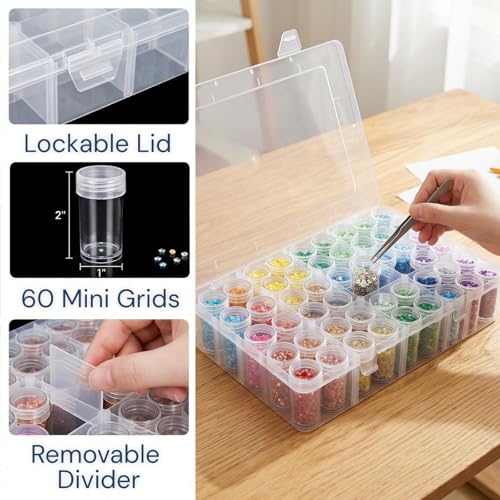 2 Pack Diamond Art Storage Containers, 120 Grids Beads - Image 5