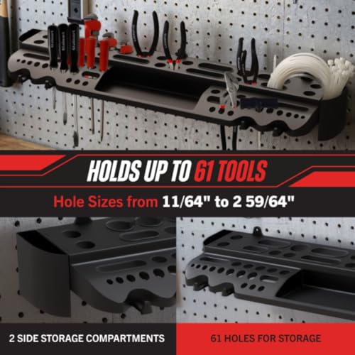 Stalwart Wall Mount Hand Tool Organizer with 61 Holes and 4 Hooks - Image 6