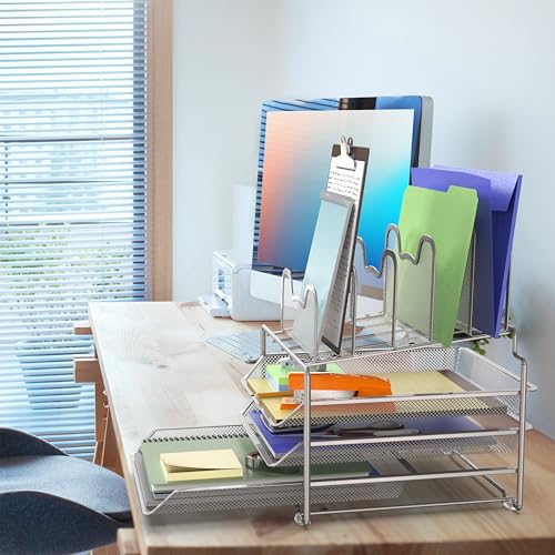 Simple Houseware Desk Organizer, 3 Sliding Tray & 5 Stacking - Image 6