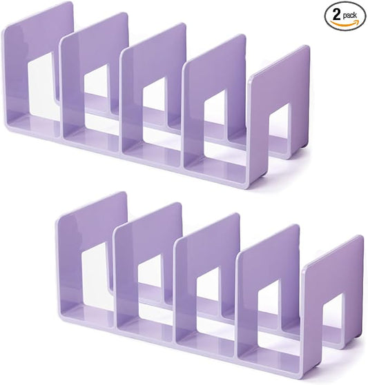 2 Pcs Purse Organizer for Closet, Acrylic Clear Purse Storage Organizers, Closet Organizers and Storage Purse Handbag Divider Holder, 4 Sections Purse Organizers Dividers in Bedroom Office (purple)