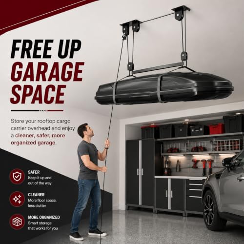 Cargo Box Pulley System, Garage Ceiling Hoist Rooftop | Garage Storage - Image 5