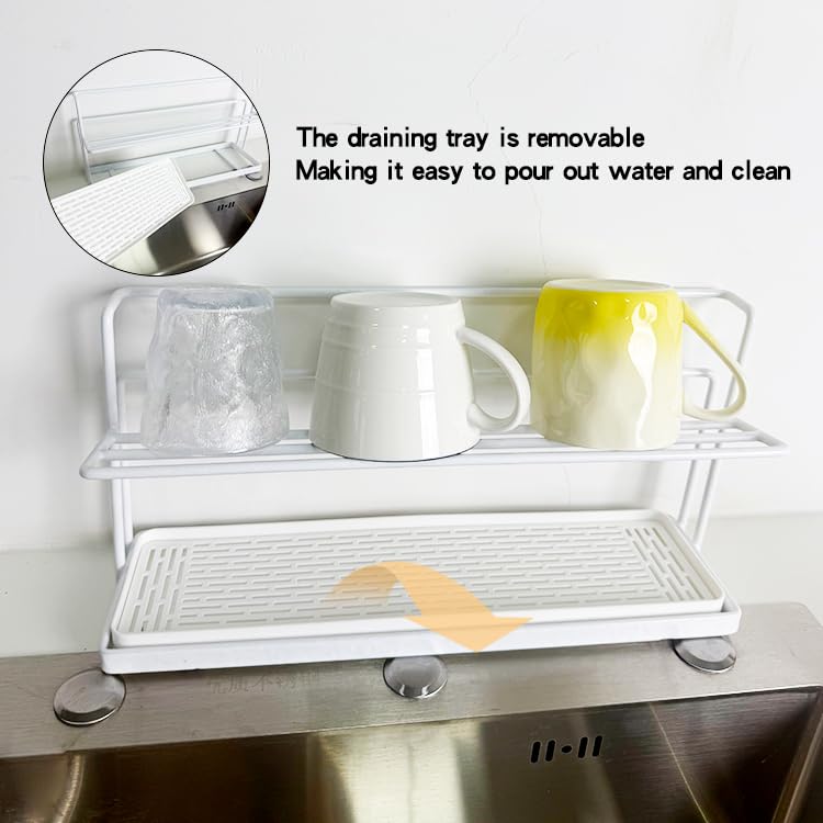 2-Tier Space-Saving Drain Rack with Removable Tray - Image 6