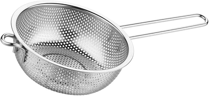 DOITOOL Stainless Steel Fry Basket with Long Handle 16.85 Inch Micro-Porous Strainer Colander for Draining Fried Food Vegetables Fruits and Seafood