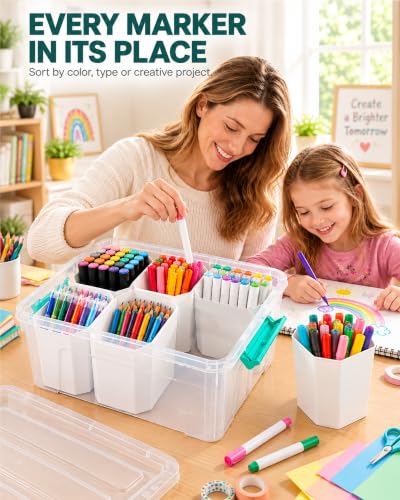 Clear Storage Boxes with 6 Tall Inserts, Large Plastic - Image 5