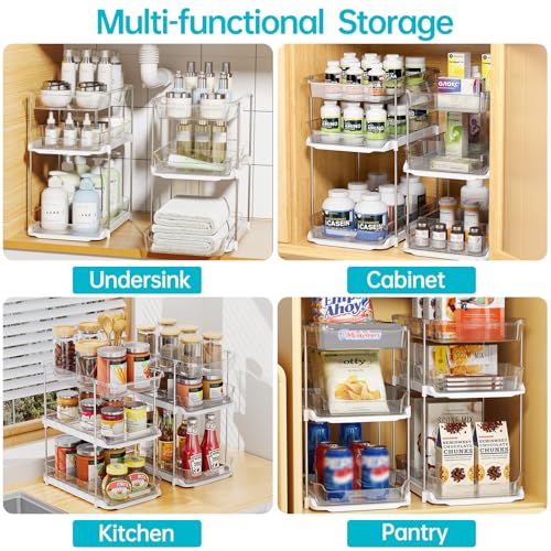 Delamu 2 Sets of 3-Tier Bathroom Under Sink Organizers - Image 5