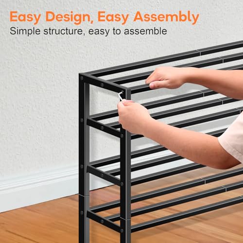 KEETDY 5-Tier Heavy Duty Shoe Rack for Garage Entryway, Stackable - Image 7