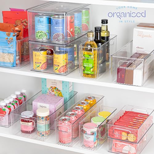 Plastic Food Storage 4 Pack Clear Container Bin with Handles - Image 8