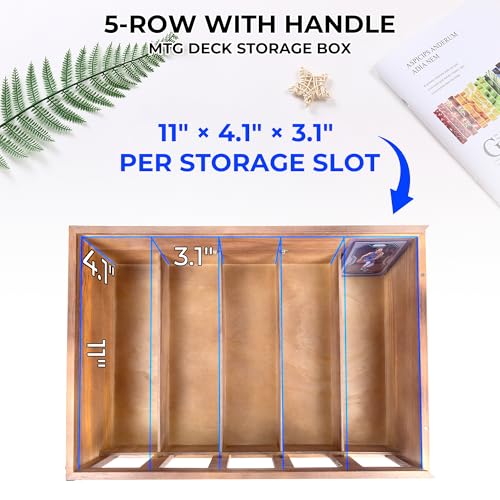 Wooden Trading Card Storage Box, 5-Row Bulk Storage Case - Image 4