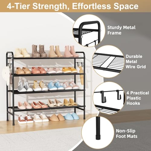 VILICK 4-Tier Shoe Rack 33" Wide Metal Shoe Organize | All Products - Image 5