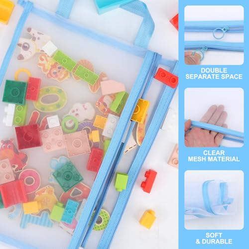 12 Pack Mesh Zipper Pouch Bags, Double-Layer Nylon Puzzle Bags - Image 4