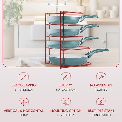Heavy-Duty Pots and Pans Organizer | 5-Tier Cookware & Lid - Image 6