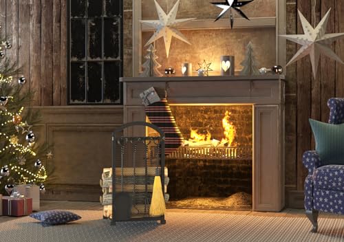 Lizh Metalwork Fireplace Log Holder with Fireplace Tools - Image 6
