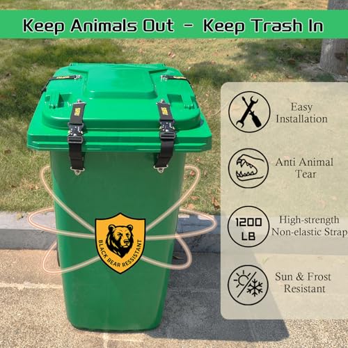 Bear Proof Trash Can Locks,Raccoon Proof Garbage Can Straps - Image 6