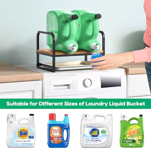 Laundry Detergent Holder Stand with Drip Tray, Black Frame - Image 5