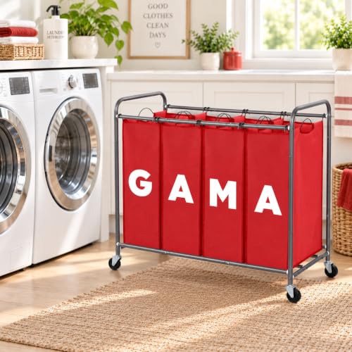 4 Section Laundry Hamper with Wheels, Rolling Laundry Sorter - Image 2