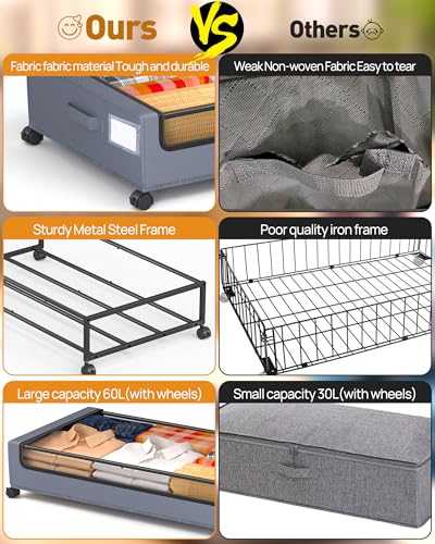 Under Bed Storage with Wheels, Square Under Bed Storage - Image 7