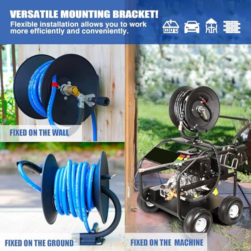 MEKOH Compact Pressure Washer Hose Reel 50ftx3/8” / 65ftx1/4” - Image 6