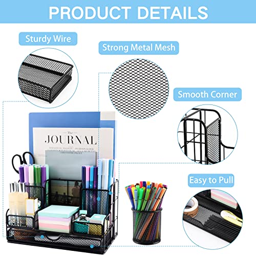 Desk Organizers Caddy and Accessories with 7 Compartments + Pen - Image 4