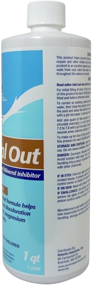 Pool Mate 1-Quart 4-Pack Concentrated Metal Out Stain and Mineral Inhibitor, Pool Metal Remover, Stain Remover, Made in USA