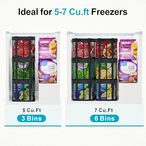 Freezer Organizer Bins - Large Baskets for 5 to 7 Cu.Ft, 3 Pack - Image 5