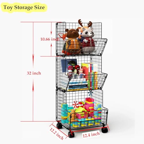 Sonyabecca 3 Tier Rolling Toy Organizer Cart with Wh | All Products - Image 3