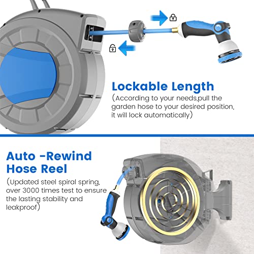 REDUCTUS Retractable Garden Hose Reel Wall Mount 1/2" x 100 ft + - Image 4