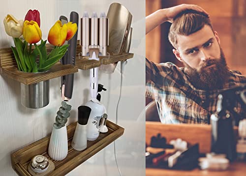 MRPAPA Hair Tool Organizer Wall Mount 2 Layer Wooden Blow - Image 6