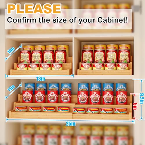 Expandable Bamboo Can Rack Organizer for Pantry, 3-Tier - Image 6