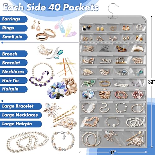 Simple Houseware 80-Pocket Hanging Jewelry Organizer with 5 Sizes - Image 3