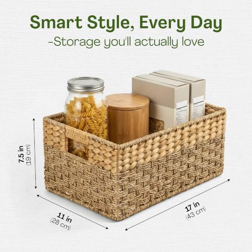 Large Wicker Storage Basket with Handles, Seagrass Hyacinth - Image 4