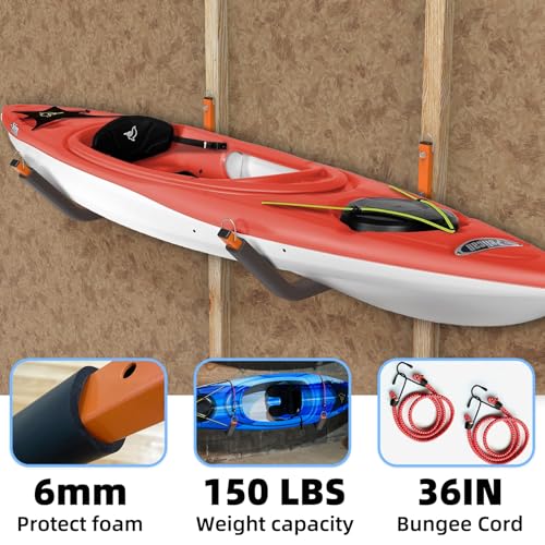 26" Kayak Wall Mount Storage Rack with Foam Padding - Image 5