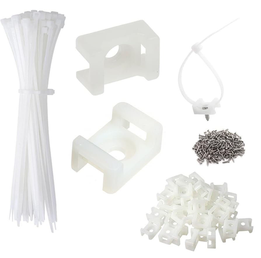 Cable Zip Tie Mounts Kit - 60 Set Wire Cable Clips | Cable Management - Image 1