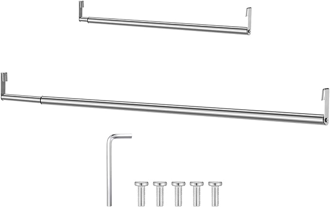 Expandable Closet Rod for Wire Shelf Hanging Clothes Adjustable Heavy Duty Closet Hanging Rod Extender Heavy Duty Hanger Bar Metal Poles for Wardrobes Hanger, 1 Pack (24-41 Inch,Silver)