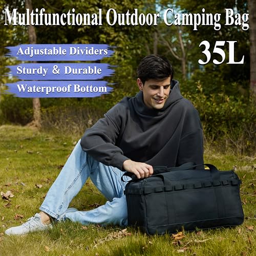 35L Camping Bag,Tactical Duffle Bag with Waterproof Bottom - Image 4