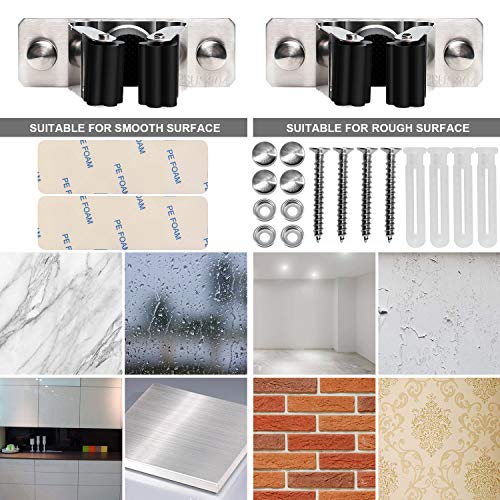 Mop and Broom Holder Wall Mount, 2PCS Heavy Duty Stainless Steel - Image 7