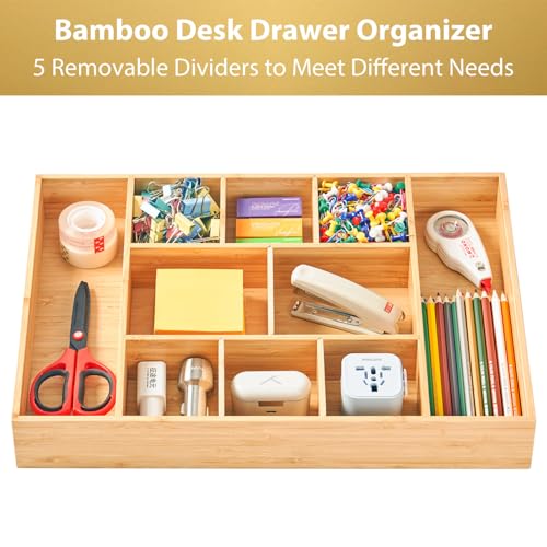 Umilife Extra Large Bamboo Desk Drawer Organizer, Wo | All Products - Image 3