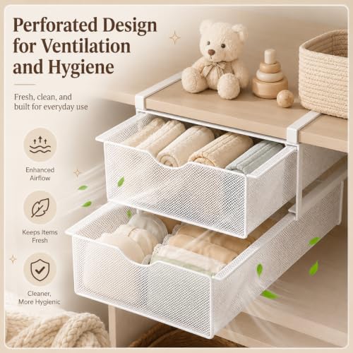Underwear Organizer for Closet, 2-Tier Under Shelf Pull - Image 7