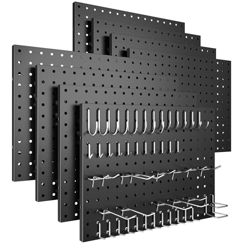 Peg Board, 8 Pack Metal Pegboard Panels with 50 Hooks - Image 2