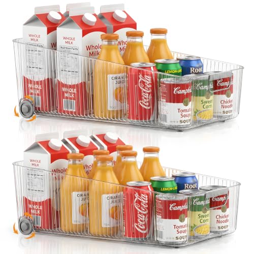 2 Pack Fridge Organizer Bins with Wheels, Clear Roll | Pull Out Organi - Image 2